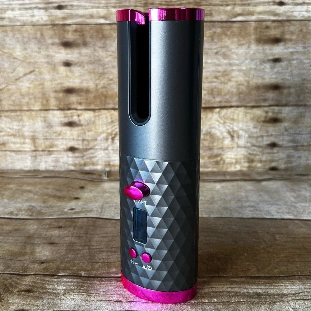 Unbranded‎ Cordless Automatic Hair Curler Grey Pink LCD Display Portable Travel